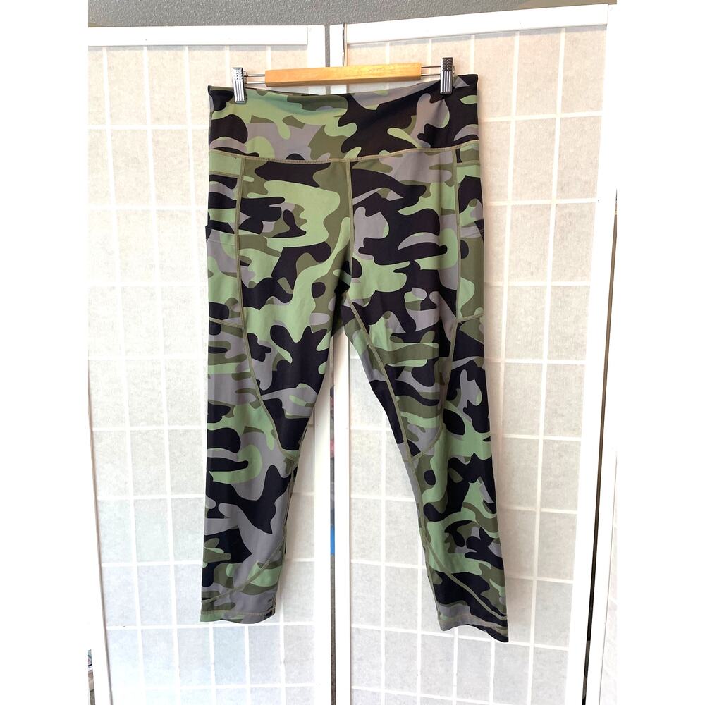 Zyia Active Camo 7/8 Leggings Side Pockets Sz 16-18 Gym Yoga Lounge Comfort Yoga